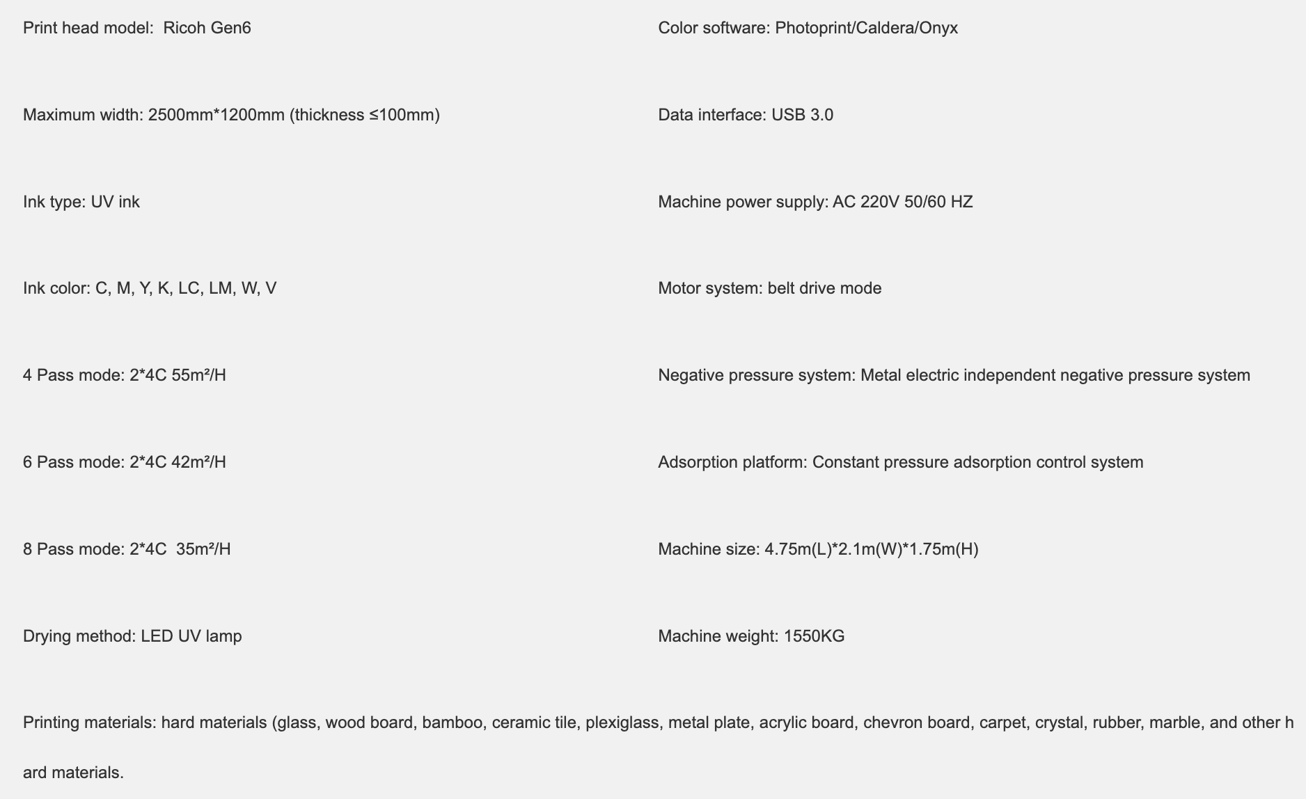 מפרט טכני באנגלית למדפסת osnou 2513